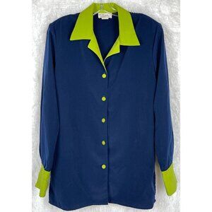 Vintage Westside Clothing Co Medium Long Sleeve Button Down Navy & Green Shirt